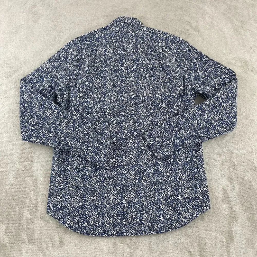 J. CREW Shirt Men Medium Blue Floral Slim Fit Flex Washed Preppy‎ Long Sleeve